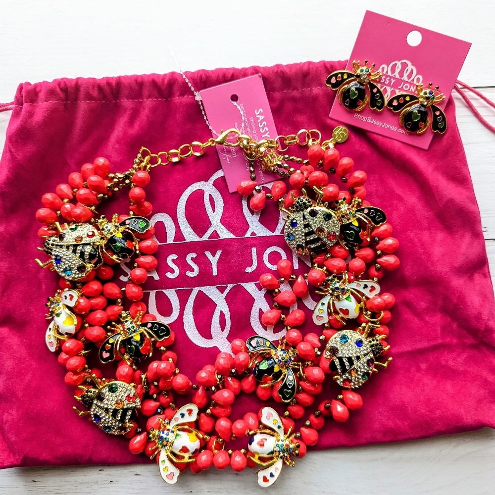 Sassy Jones Dainty Bug Necklace & Earrings